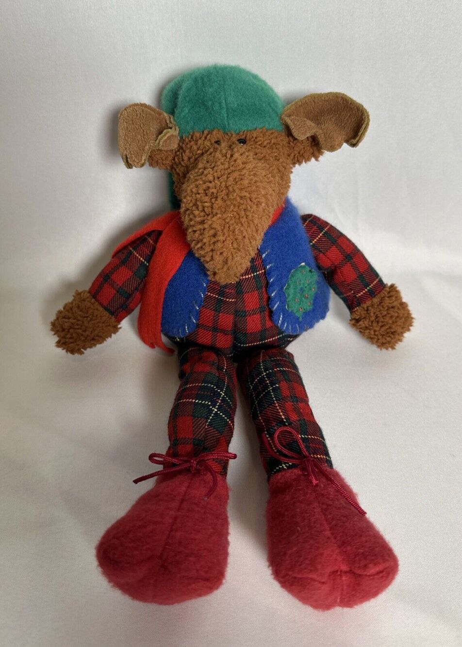 RARE 14” SHIVERS GUND Brown Plaid Moose Plush Stuffed Animal Collectible #8711